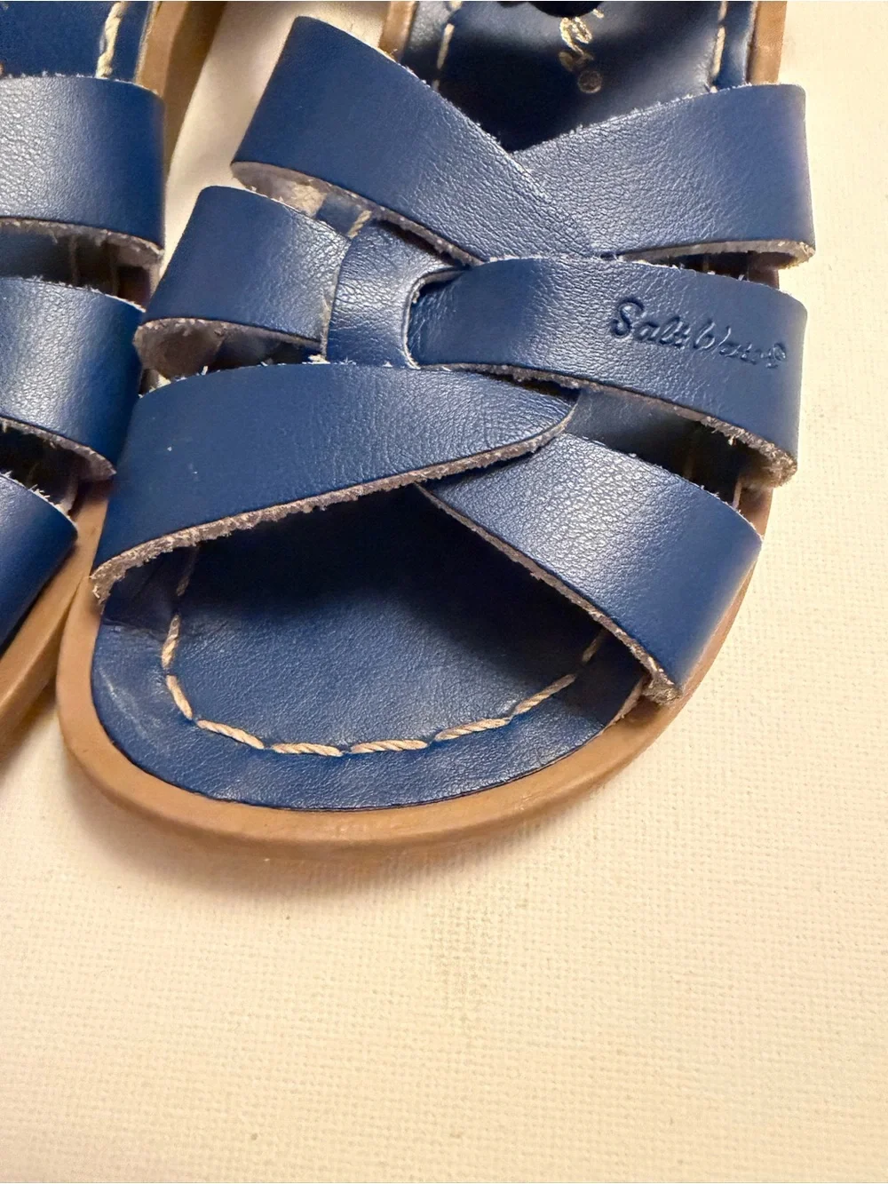 Salt Water Sandals by Hoy Navy Blue Leather Toddler Cross-Strap Sandals